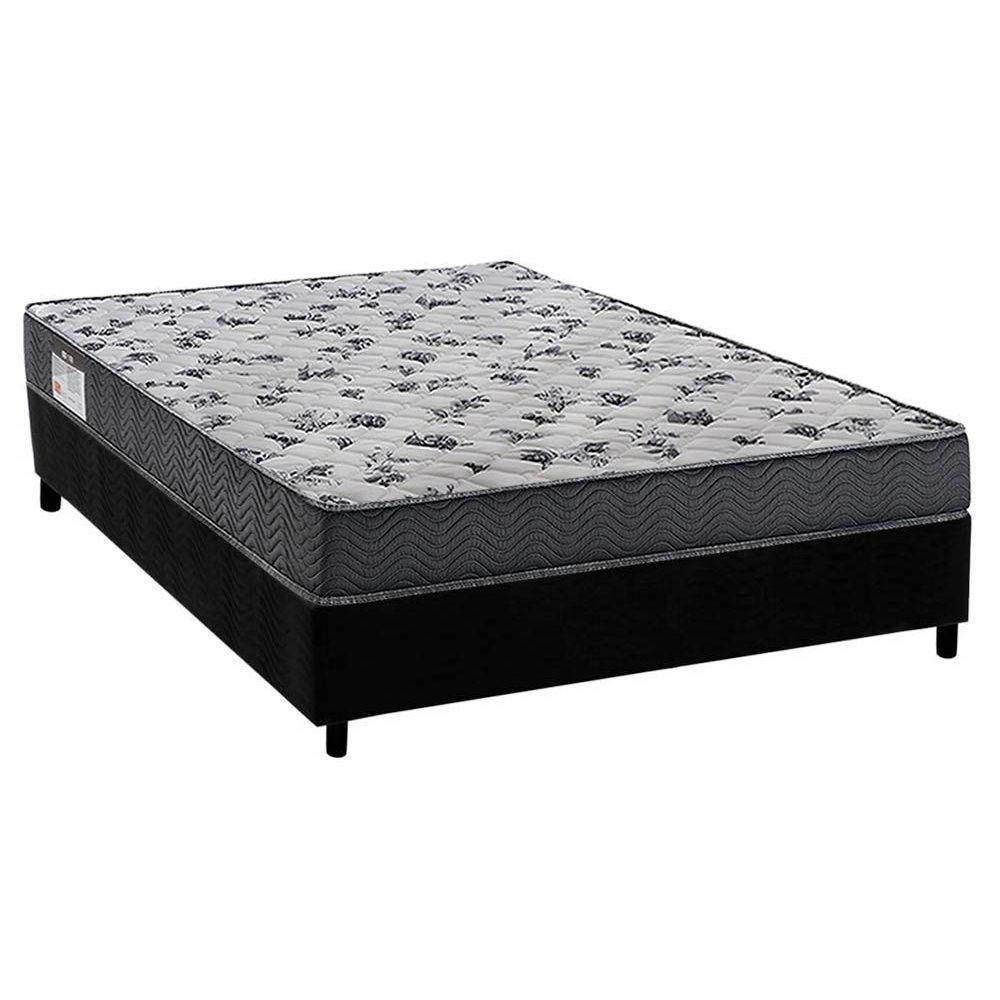 Cama Box Viúva: Colchão Anatômico Ortobom D33/EP Fort Tech ISO 100 + Base CRC Suede Black(128x188) - 1