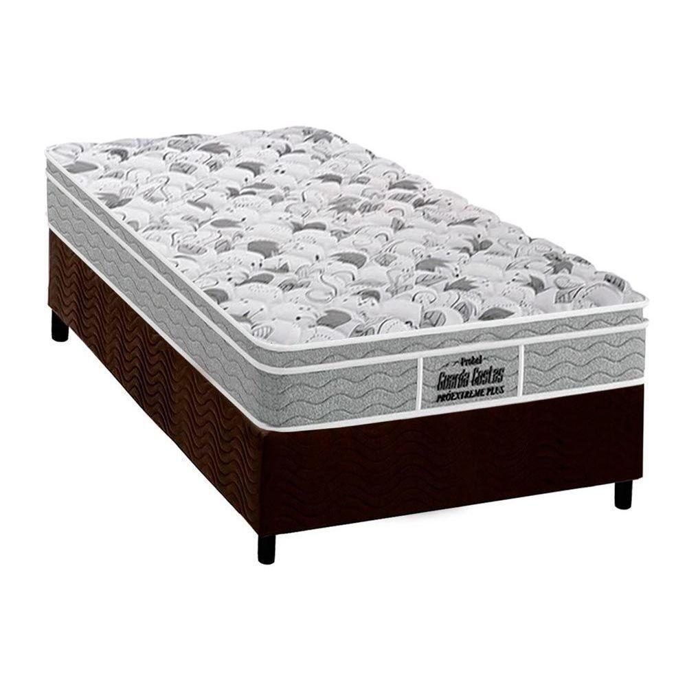 Cama Box Solteiro: Colchão Ortopédico Probel D45/Ep Guarda Costas Plus + Base Brown(88X188) - 1