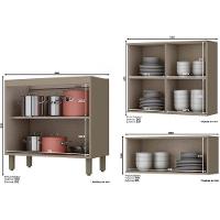 Cozinha Modulada Completa Connect 8 Peças (2 Armários + 2 Balcões + 2 Paneleiros + 2 Complementos) C8P08 Duna/Cristal - Henn - 6