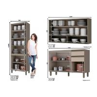 Cozinha Modulada Completa Connect 8 Peças (2 Armários + 2 Balcões + 2 Paneleiros + 2 Complementos) C8P08 Duna/Cristal - Henn - 7