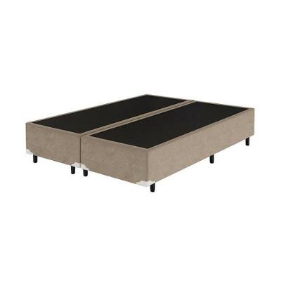 Base Box Casal Bipartido Bege Suede 138x188