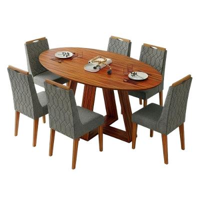 Conjunto Sala De Jantar Mesa 1,80m Vick 6 Cadeiras Bel Madeirado - Cinza