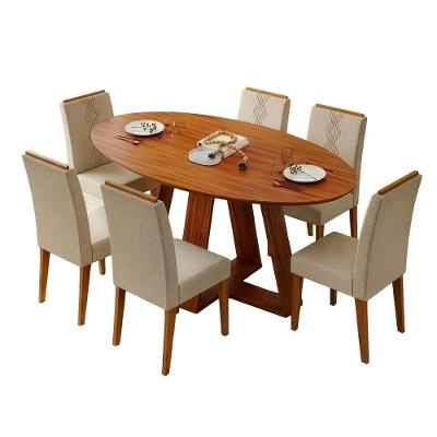 Conjunto Sala De Jantar Mesa 1,80m Vick 6 Cadeiras Tati Madeirado-cappuccino