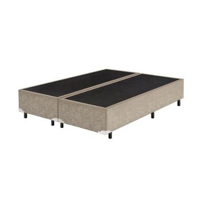 Base Box Queen Bipartido Suede Bege 38x158x198