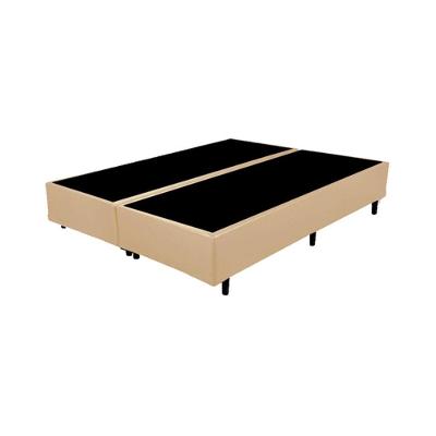Base Box Casal Bipartido Bege 138x188 Sintético