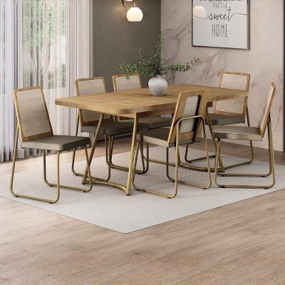 Conjunto Sala De Jantar 6 Cadeiras Alicante Carraro Dourado
