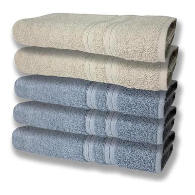 5 Toalhas Super Felpudas Grande E Grossa Algodão 80x150 Azul + Bege