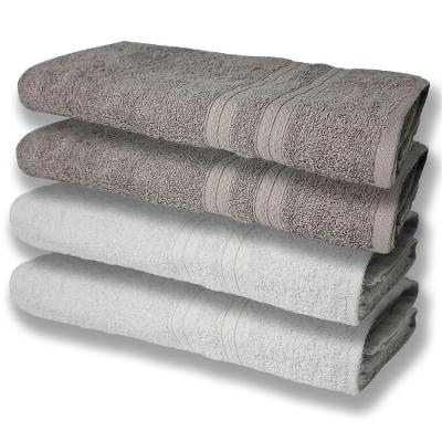 4 Toalhas Super Felpudas Grande E Grossa Algodão 80x150 Branco + Cinza