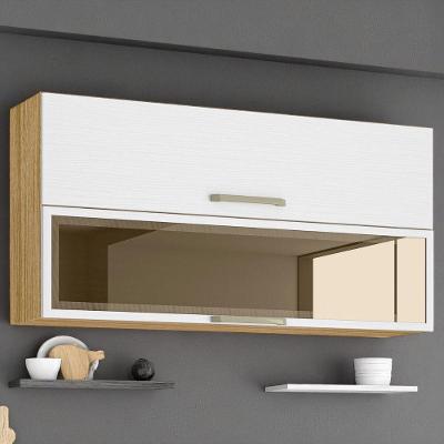 Armário 2 Basculante C/ Vidro 120 Cm Ametista Freijó Supremo