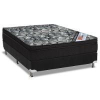 Cama Box Viúva: Colchão Molas Bonnel Ortobom Nanolastic Iso Firme + Base Crc Suede Black(128X188) - 1