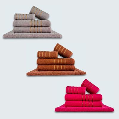 Jogo De Toalhas 15 Pçs Coleção Montreal 100% Algodão Cinza + Marrom + Rosa
