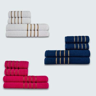 Jogo De Toalhas 12 Peças Coleção Montreal 100% Algodão Branco + Azul+ Rosa