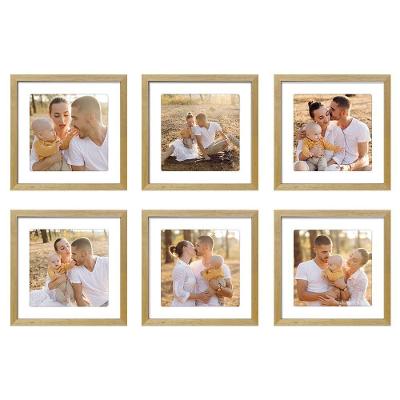 Kit 6 Quadros Porta Retrato Foto 15x15 Paspatur Branco 22x22 Moldura:moldura Mel