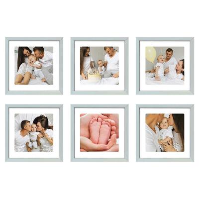 Kit 6 Quadros Porta Retrato Foto 15x15 Paspatur Branco 22x22 Moldura:moldura Branca