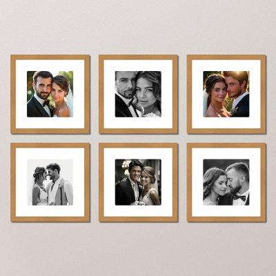 Kit 6 Quadros Decorativos Personalizados Foto Moldura Vidro Cor:moldura Freijo;título:50x50 Com Vidro Acrílico
