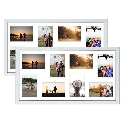Kit 2 Quadros Multifoto 16 Fotos 10x15 Paspatur Branco 32x62 Moldura:moldura Branca