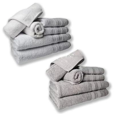 Jogo De Toalhas 4 Banhos 4 Rostos 4 Pisos Grande Grossa Branco + Cinza