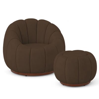 Poltrona Decorativa Orgânica Fixa Com Puff Nuvem Veludo - Loja Sheep Cor Marrom