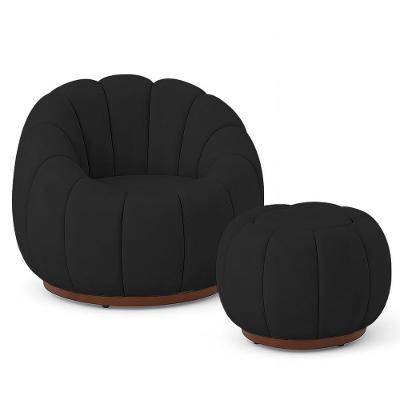 Poltrona Decorativa Orgânica Fixa Com Puff Nuvem Veludo - Loja Sheep Cor Preto