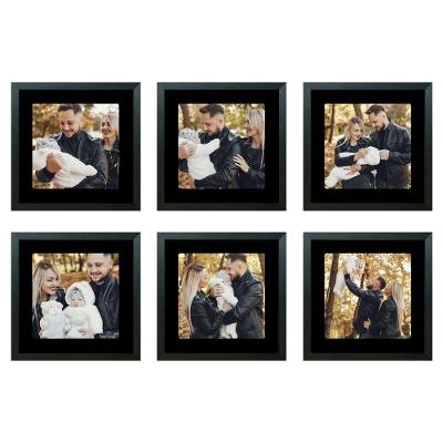 Kit 6 Quadros Porta Retrato Foto 15x15 Paspatur Preto 22x22 Moldura:moldura Preta