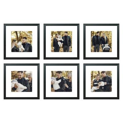 Kit Quadro Porta Retrato 32x32 - Foto 20x20 - Paspatur Branco Cor:moldura Preta;quantidade:kit Com 6 Unidades