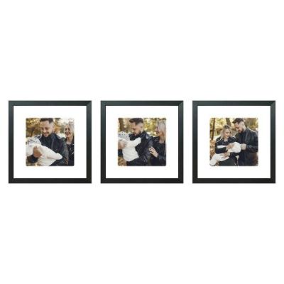 Kit Quadro Porta Retrato 32x32 - Foto 20x20 - Paspatur Branco Cor:moldura Preta;quantidade:kit Com 3 Unidades