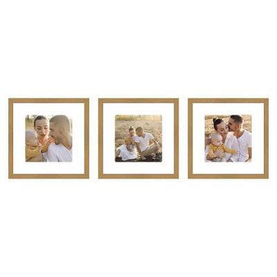 Kit Quadro Porta Retrato 32x32 - Foto 20x20 - Paspatur Branco Cor:moldura Freijo;quantidade:kit Com 3 Unidades