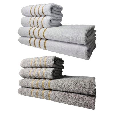 Kit 8 Toalhas Grossas E Grandes Montreal 4 Banhos 4 Rostos Branco + Cinza