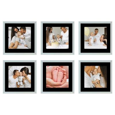 Kit 6 Quadros Porta Retrato Foto 15x15 Paspatur Preto 22x22 Moldura:moldura Branca