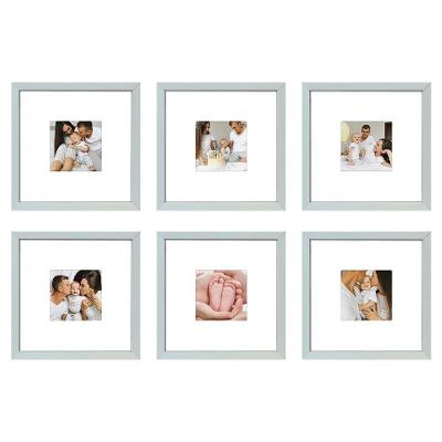Kit 6 Quadros Porta Retrato Foto 10x10 Paspatur Branco 22x22 Moldura:moldura Branca