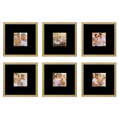 Kit 6 Porta Foto 10x10 Quadros Paspatur Preto 22x22 Moldura Mel