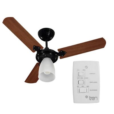 Ventilador De Teto Marbela 3 Pás MDF  Preto E Verniz 130W Tron 110V