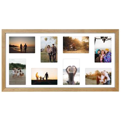 Quadro Multifotos 8 Fotos 10x15 Paspatur Branco 32x62 Moldura:moldura Mel