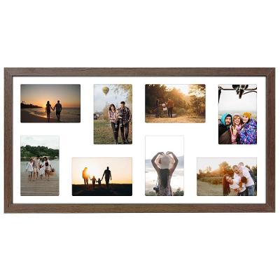 Quadro Multifotos 8 Fotos 10x15 Paspatur Branco 32x62 Moldura:moldura Madeira
