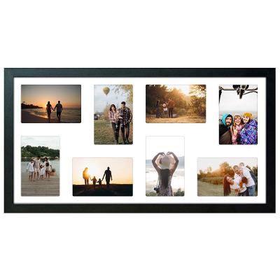 Quadro Multifotos 8 Fotos 10x15 Paspatur Branco 32x62 Moldura:moldura Preta