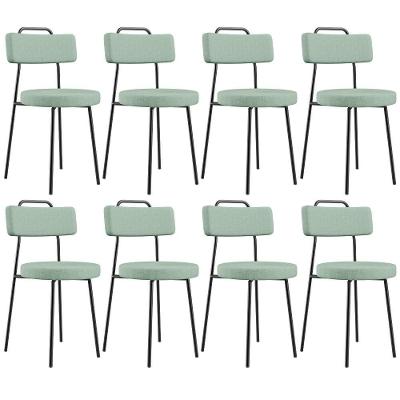 Kit 08 Cadeiras Decorativa Estofada Para Sala De Jantar Barcelona L02 Linho Verde Menta - Lyam Decor