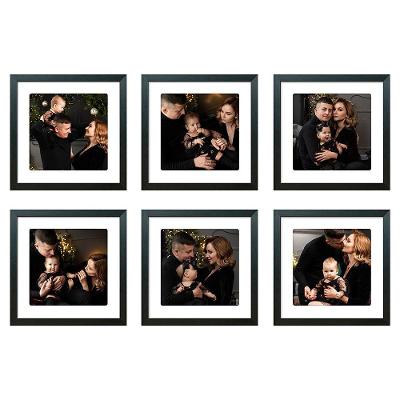 Kit 6 Quadros Porta Retrato Foto 15x15 Paspatur Branco 22x22 Moldura:moldura Preta