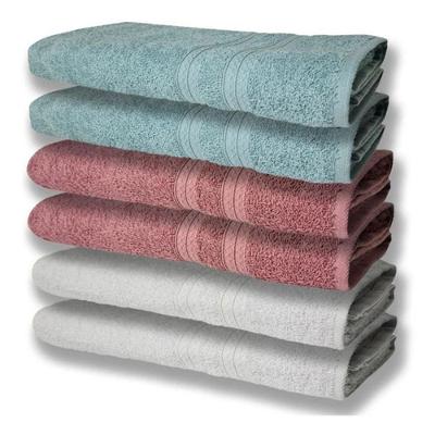 6 Toalhas Grande Super Felpudas E Grossa 80x150 Branco + Rose + Cinza