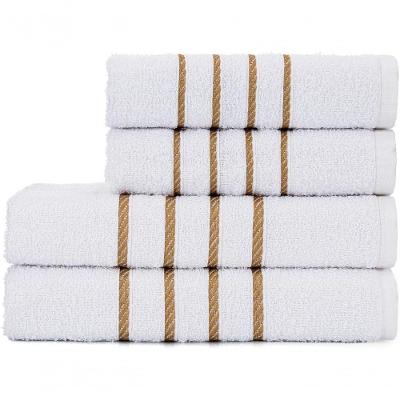 Jogo De Toalha Montreal 2 Banho + 2 Rosto Dourado 100% Algodão Alta Absorção Branco
