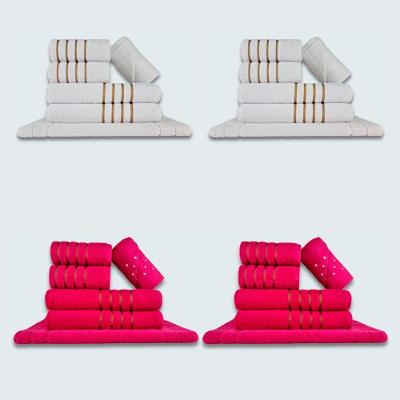 Jogo De Toalhas 24 Pçs Coleção Montreal 100% Algodão Branco + Rosa
