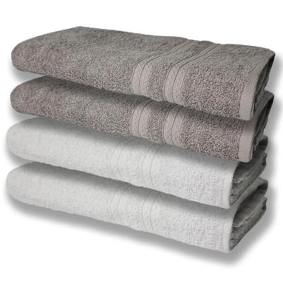 4 Toalhas Super Felpudas Grande E Grossa Algodão 80x150 Itália Soft Beka - Branco-cinza