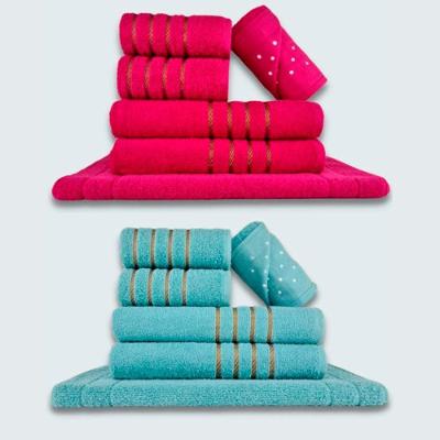 Jogo De Toalhas 12 Pçs Coleção Montreal 100% Algodão Rosa + Verde