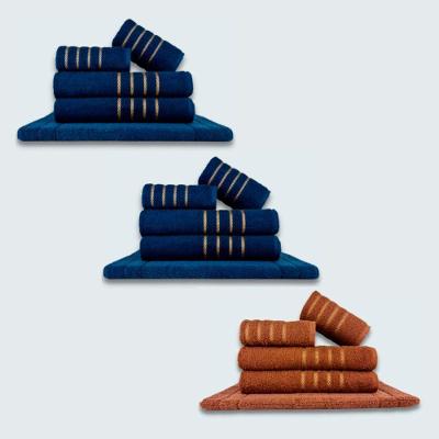 Jogo De Toalhas 15 Pçs Coleção Montreal 100% Algodão Azul +Azul + Marrom