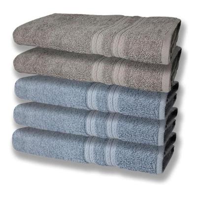5 Toalhas Super Felpudas Grande E Grossa Algodão 80x150 Azul + Cinza