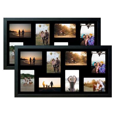 Kit 2 Quadros Multifoto 16 Fotos 10x15 Paspatur Preto 32x62 Moldura:moldura Preta