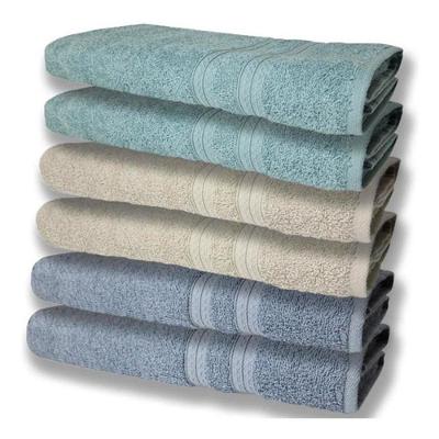 6 Toalhas Grande Super Felpudas E Grossa 80x150 Azul + Bege + Verde