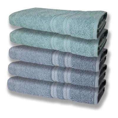 5 Toalhas Super Felpudas Grande E Grossa Algodão 80x150 Azul + Verde