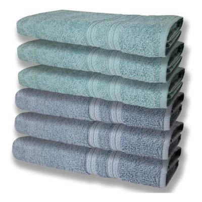 6 Toalhas Grande Super Felpudas E Grossa Algodão 80x150 Azul + Verde