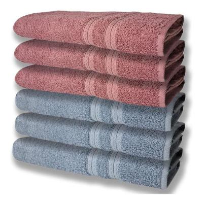 6 Toalhas Grande Super Felpudas E Grossa Algodão 80x150 Azul + Rosê