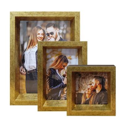 Kit 3 Porta Retrato Vertical Foto Moldura Luxo Título:moldura Preta E Dourada